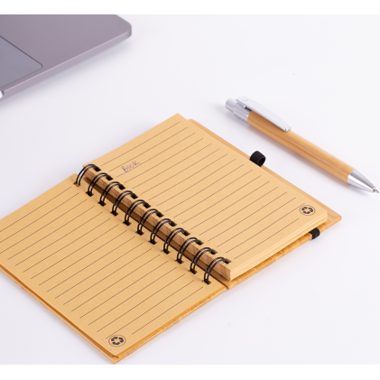 Caderno De Anotações Em Bambu com Elástico Promocional