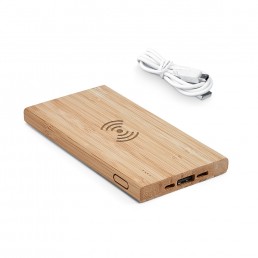 Bateria Power Bank 5.000 Mah Em Bambu Personalizado