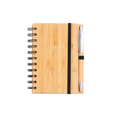 Caderno De Anotações Em Bambu com Elástico Promocional