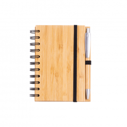 Caderno De Anotações Em Bambu com Elástico Promocional