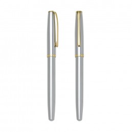 Caneta Metal Roller Prata Com Tampa Com Logotipo Personalizada