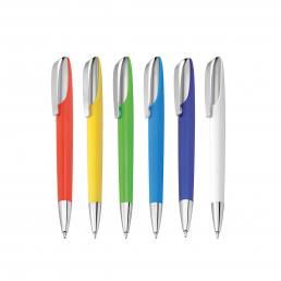 Caneta Plástica Com Clip Metálico Personalizada